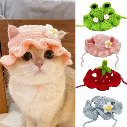 Hand-Knitted Cotton Pet Hats