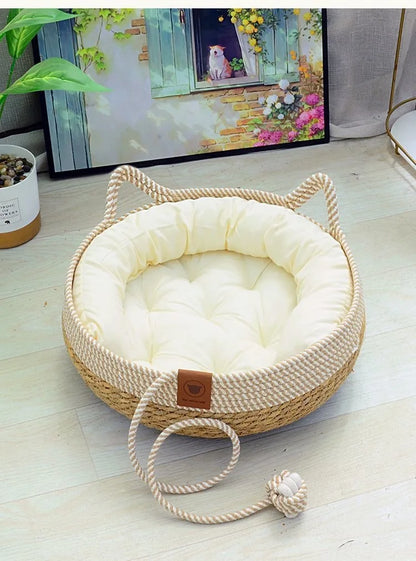 Rattan Woven Cat Bed